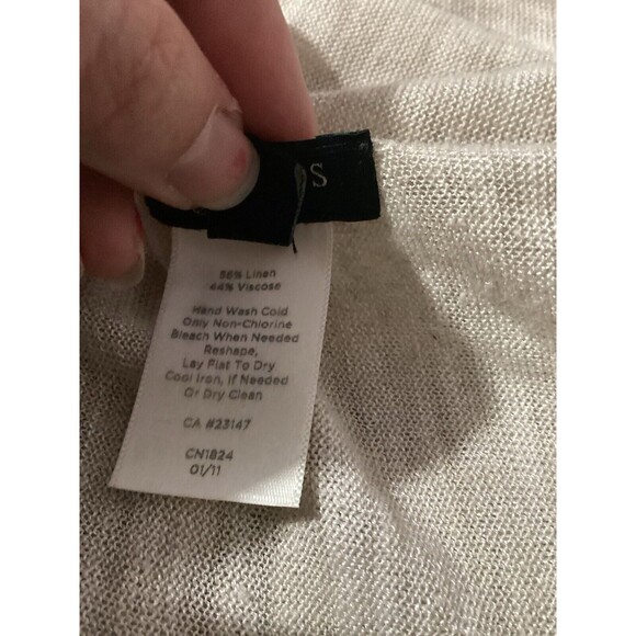 Talbots Beige Linen Blend Lightweight Long Sleeve Open Front Cardigan XL - Picture 5 of 5